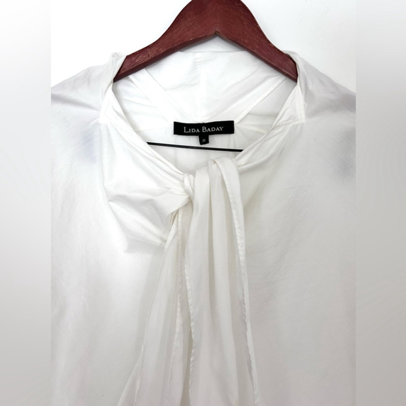 Lida Baday white blouse size 10 with tie neck - Picture 6 of 7